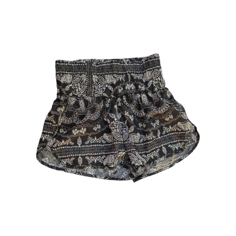 Free People FP Movement The Way Home High Waisted Shorts Black Mandala Paisley M